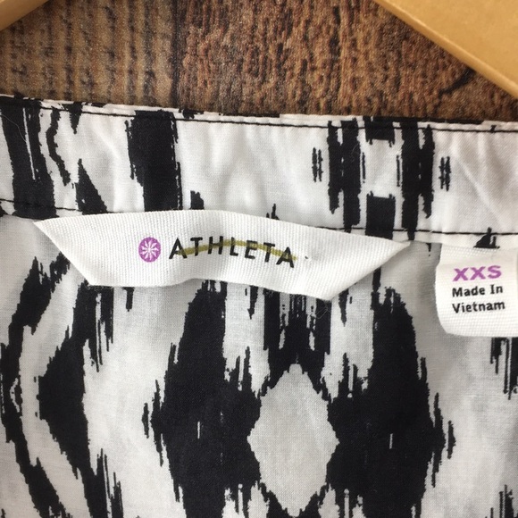 Athleta Ikat Black/White Kaftan Tunic Top Button Front Cover Up Women's XXS - Picture 5 of 11